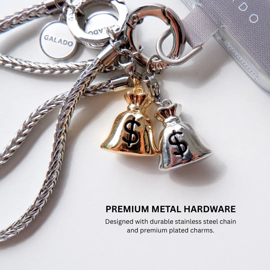 Clip-On Charm (Silver Money Bag) — close-up detail