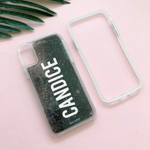 sparkle black glitter custom iphone case