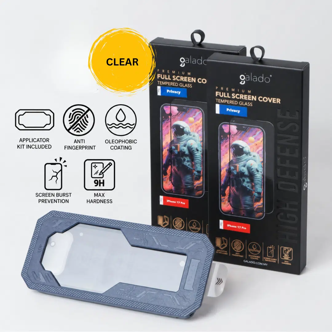 CLEAR High Defense Tempered Glass screen protector by GALADO