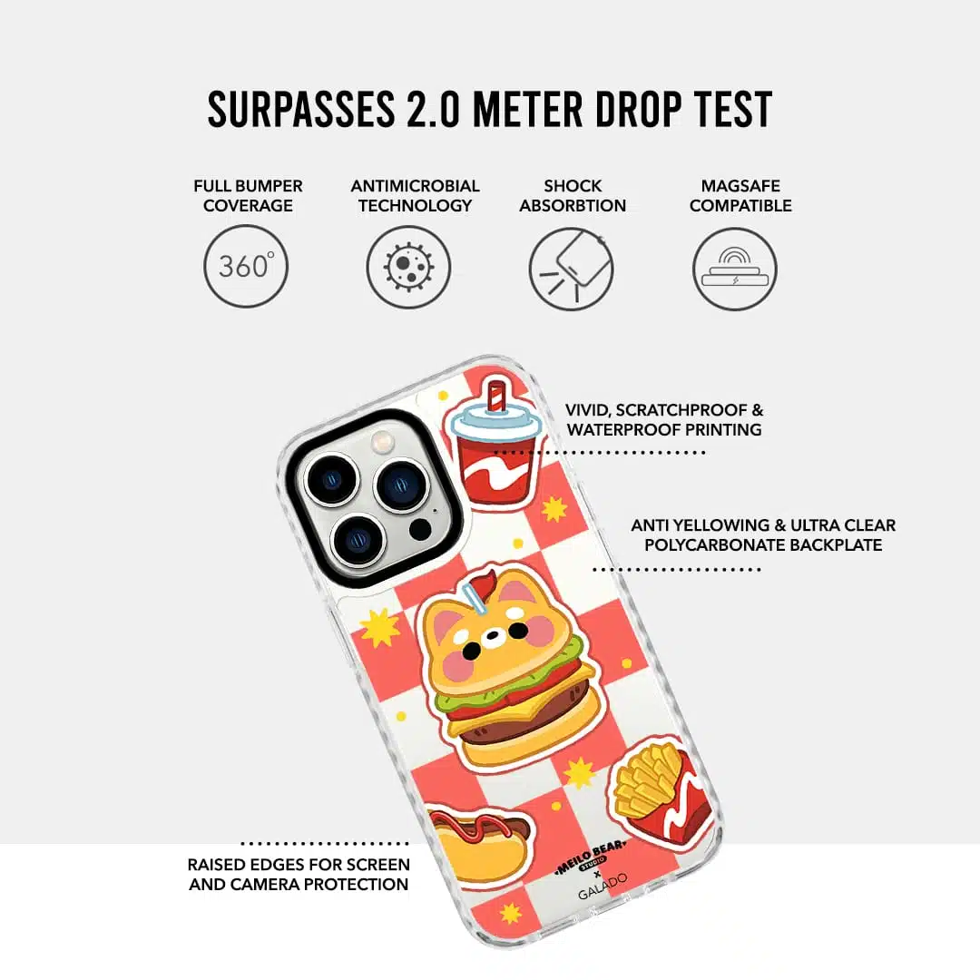 GALADO x Meilo Bear Burger Wang phone case with cute bear illustration Malaysia