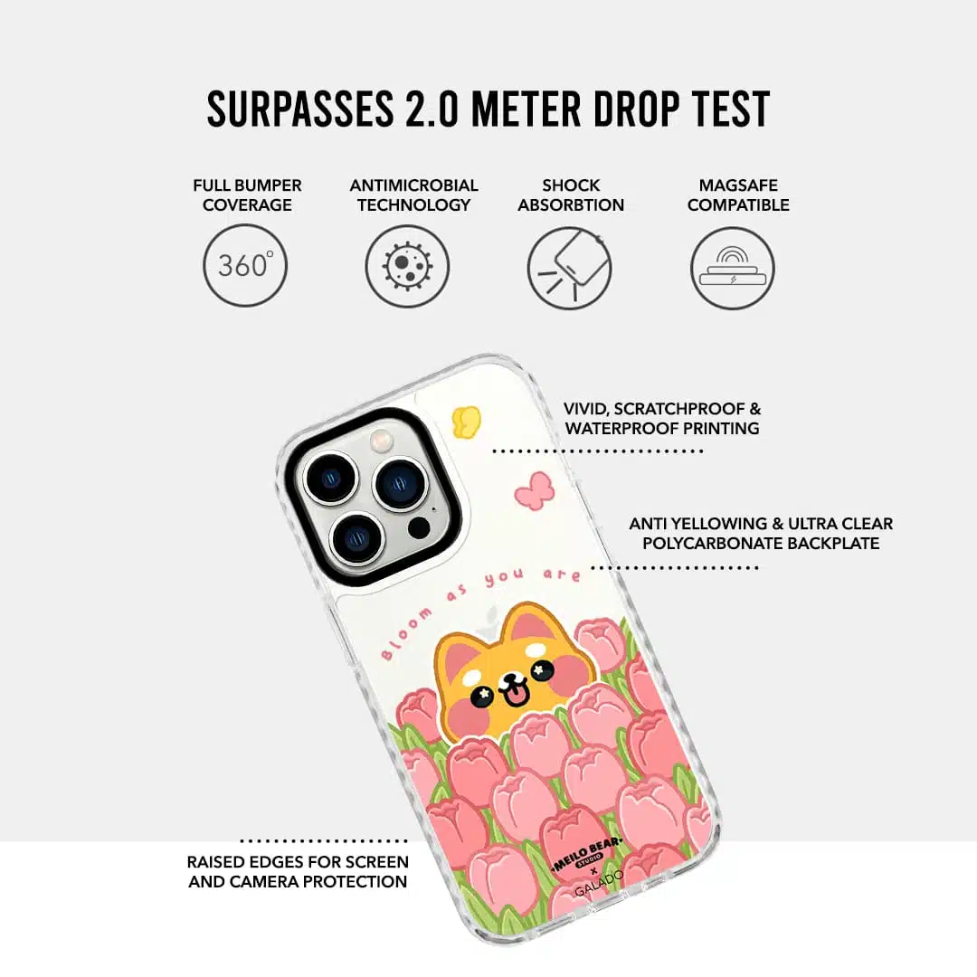 GALADO x Meilo Bear Bloom WangWang phone case with floral bear art Malaysia
