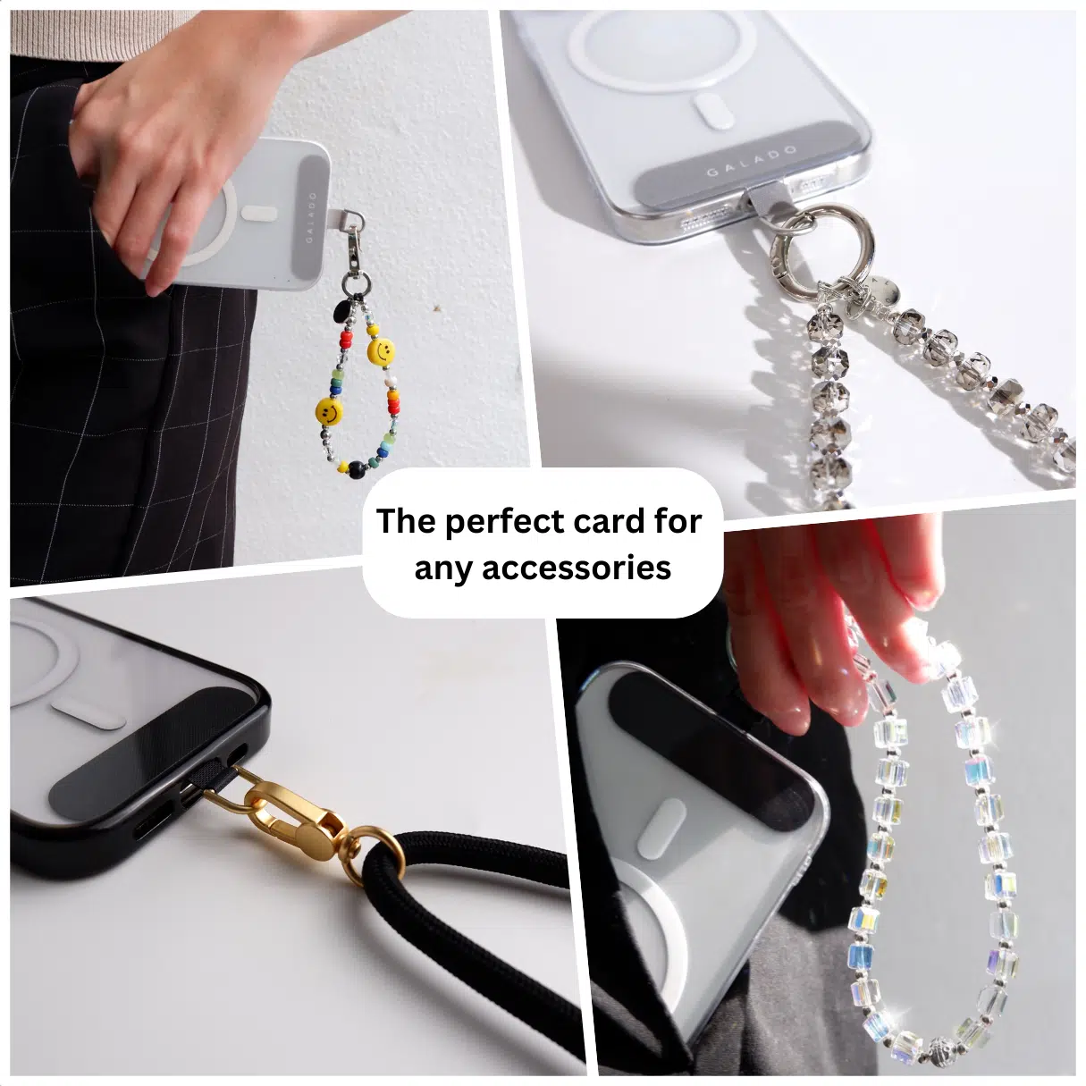 GALADO adhesive strap card for phone charm and strap attachment