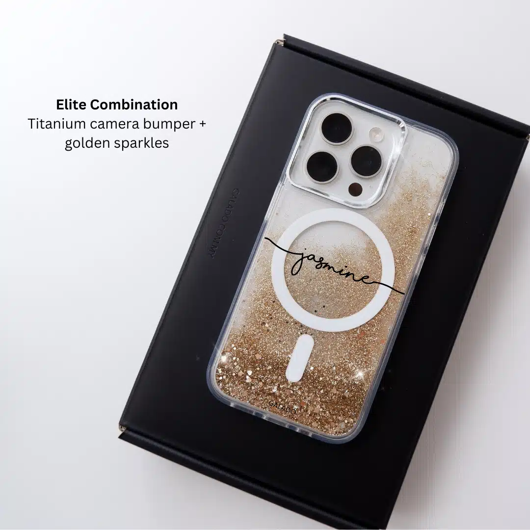GALADO Sparkle Elite Gold glitter phone case with gold shimmer finish Malaysia