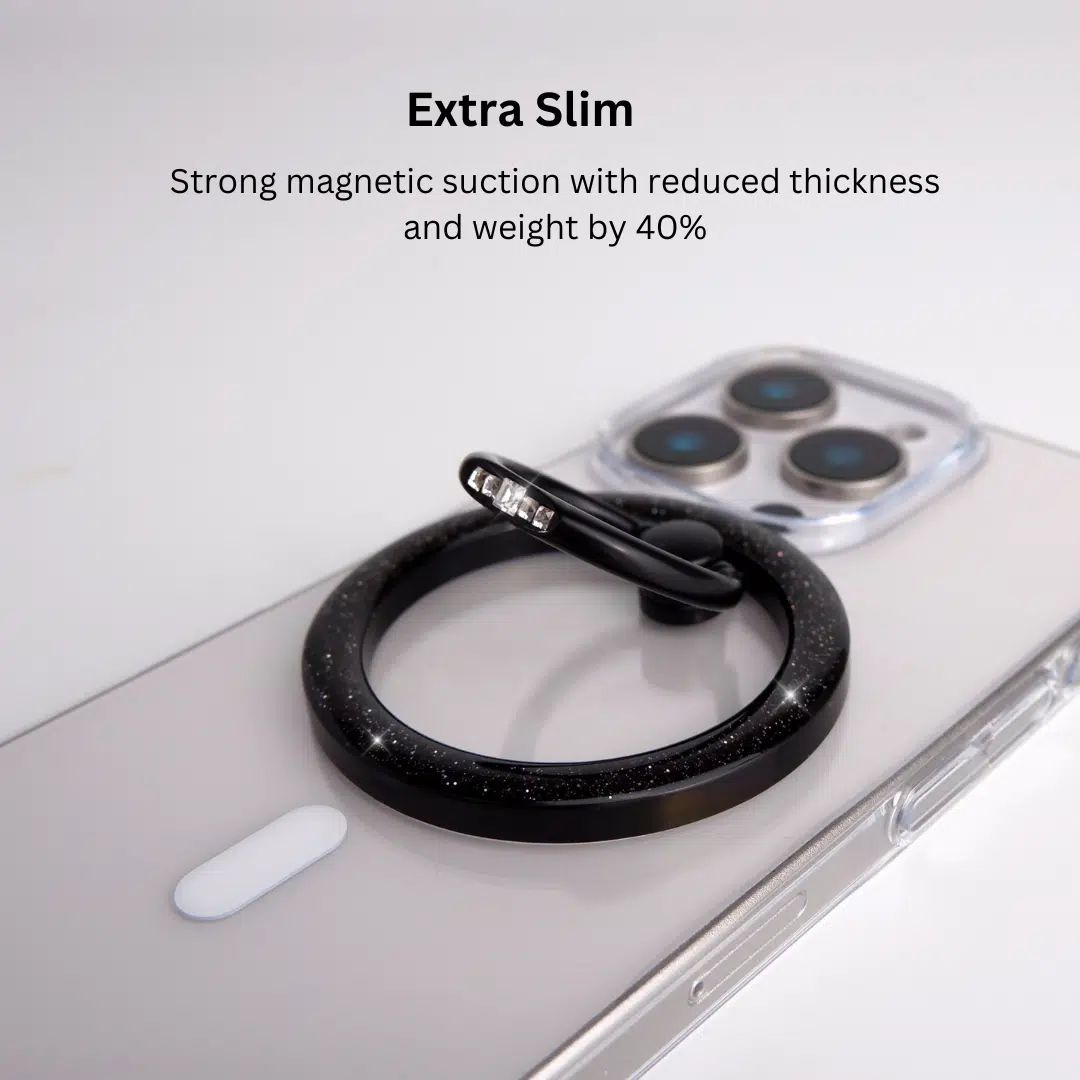 GALADO MagSafe ring stand Midnight Glimmer sparkly black matte with 16 magnets