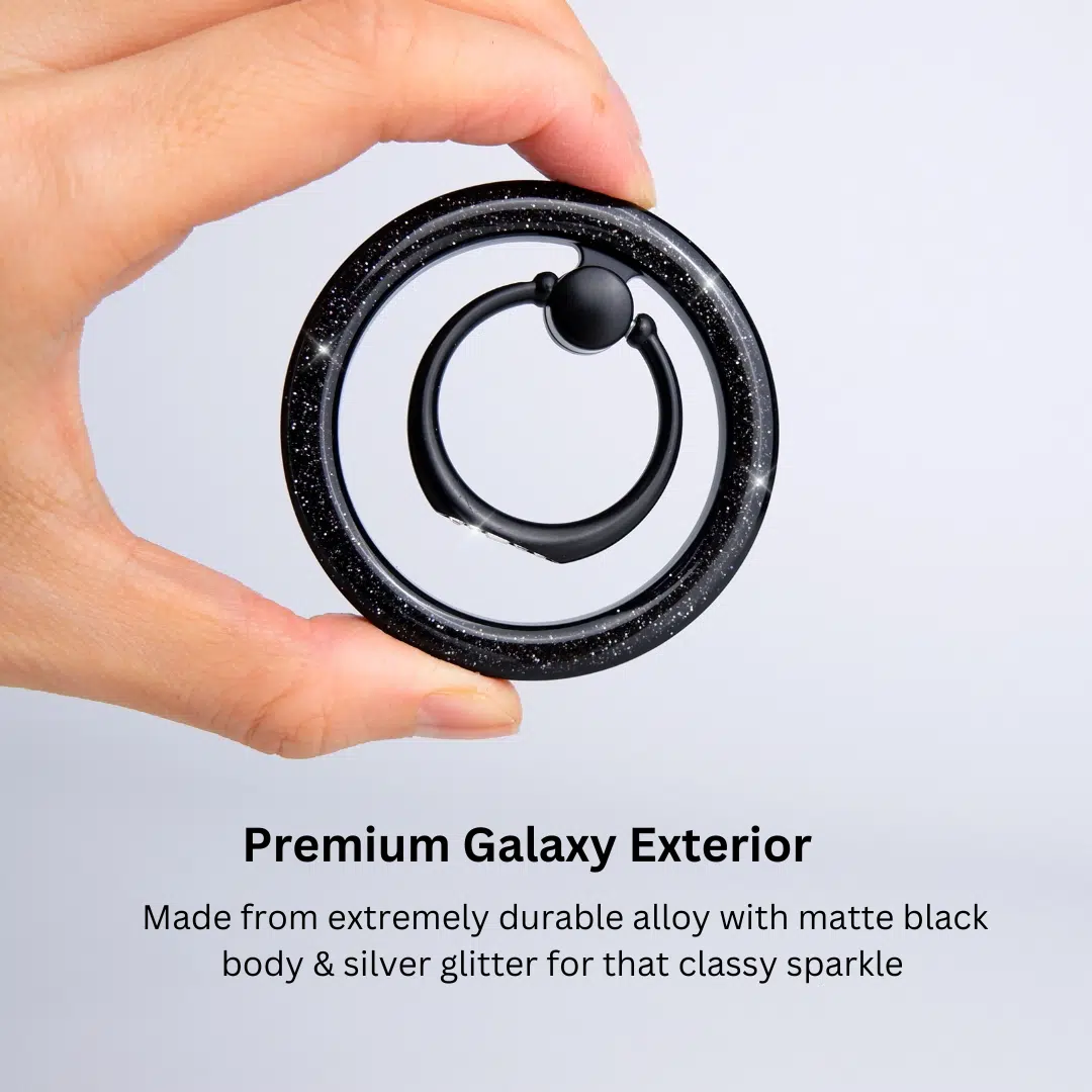 GALADO MagSafe ring stand Midnight Glimmer sparkly black matte with 16 magnets