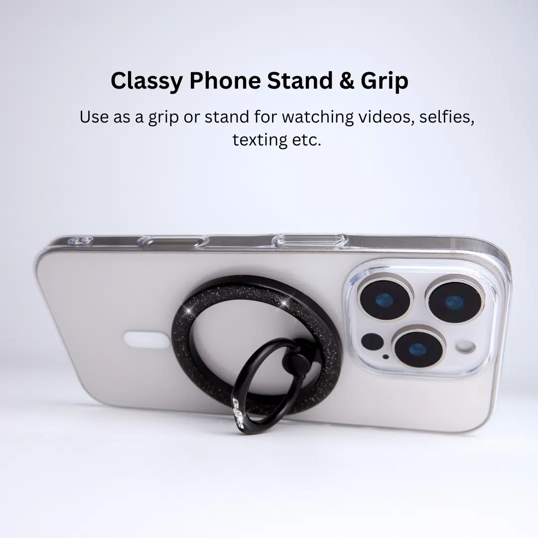 GALADO MagSafe ring stand Midnight Glimmer sparkly black matte with 16 magnets