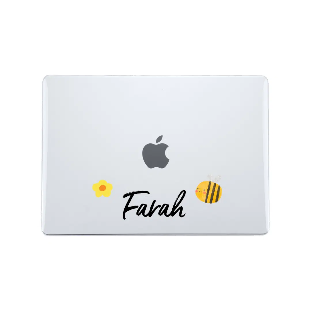 GALADO Happy Bee custom name MacBook case with personalised text Malaysia