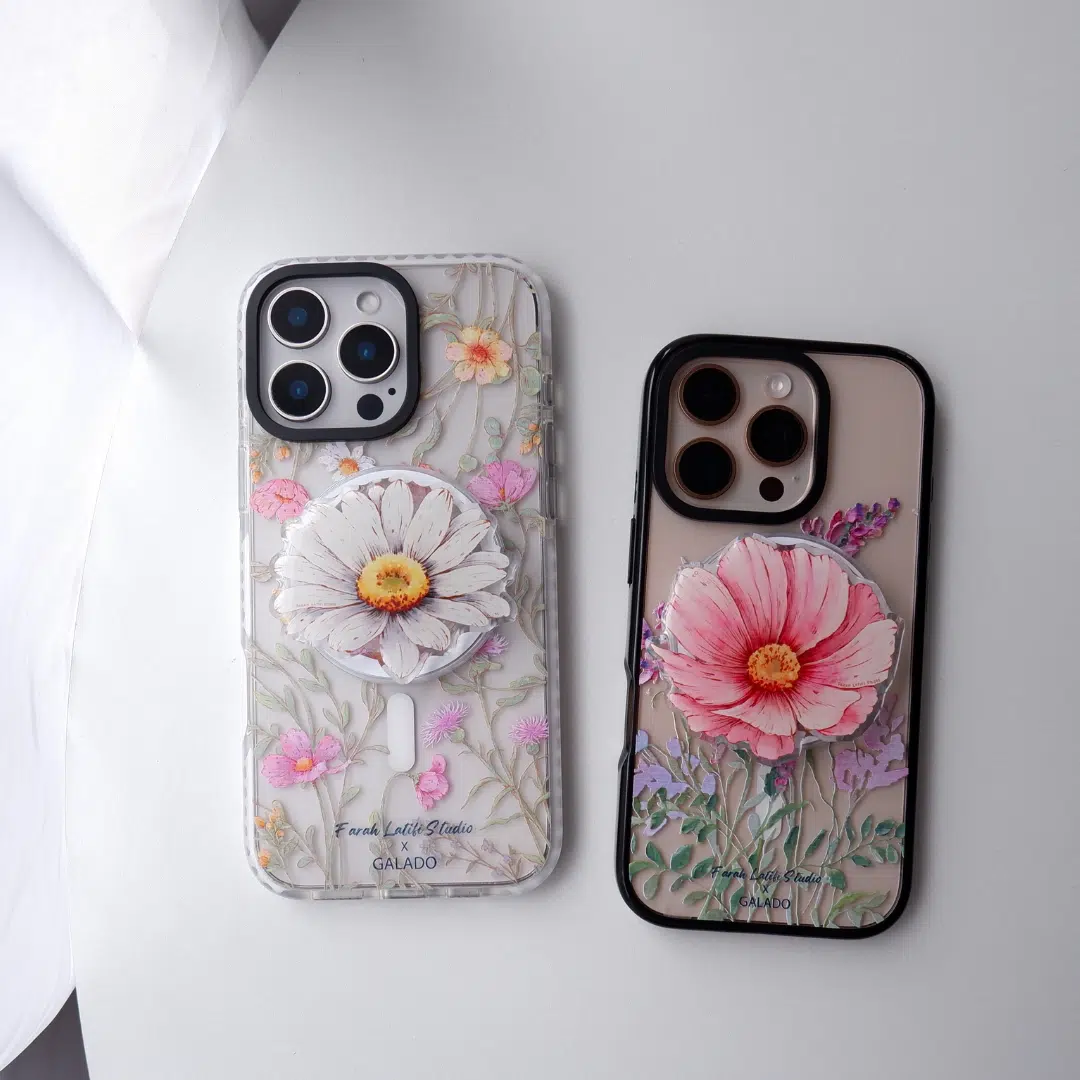 GALADO x Farah Latifi Daisies MagSafe phone grip with floral art Malaysia