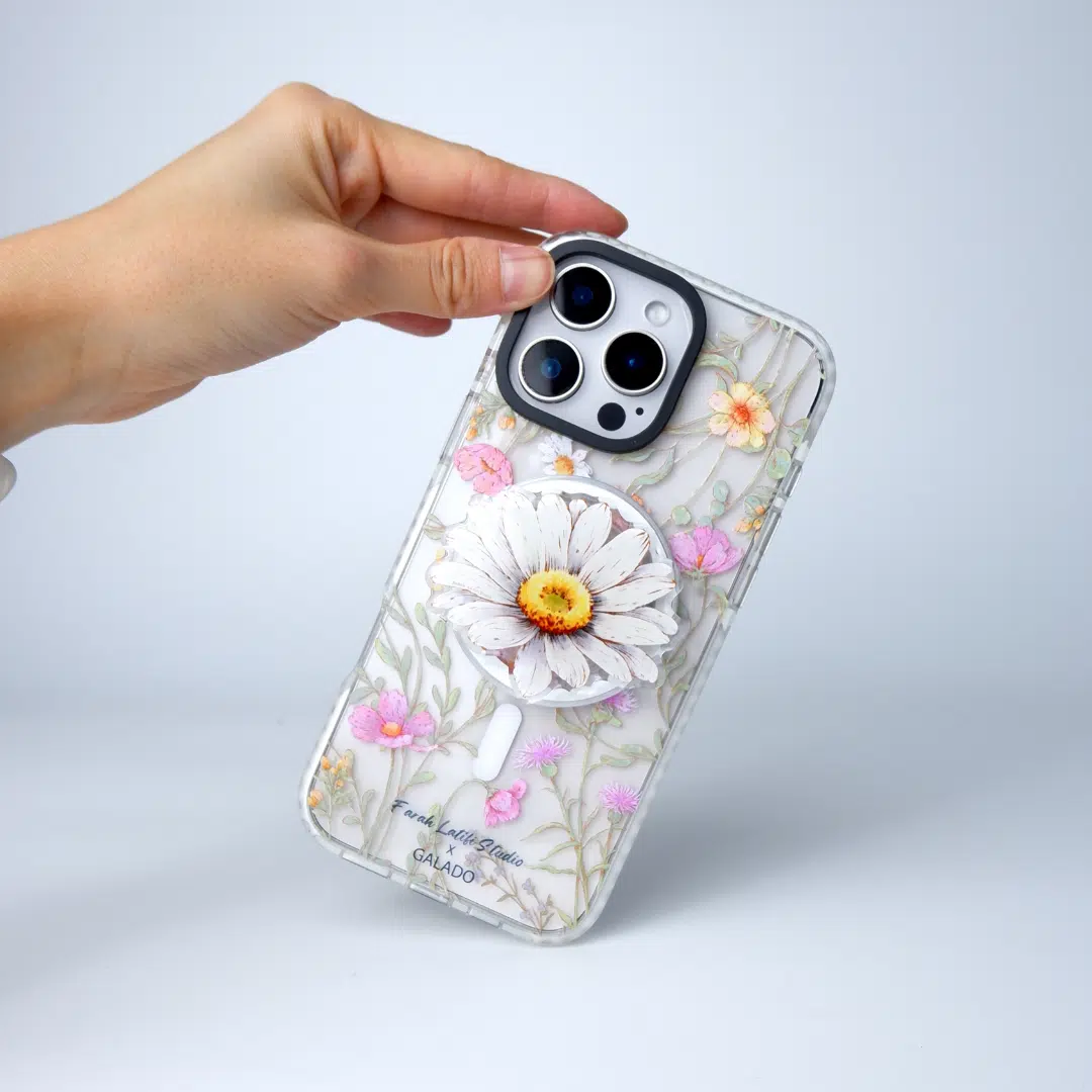 GALADO x Farah Latifi Daisies MagSafe phone grip with floral art Malaysia