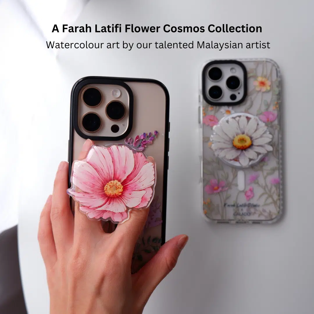 GALADO x Farah Latifi Daisies MagSafe phone grip with floral art Malaysia