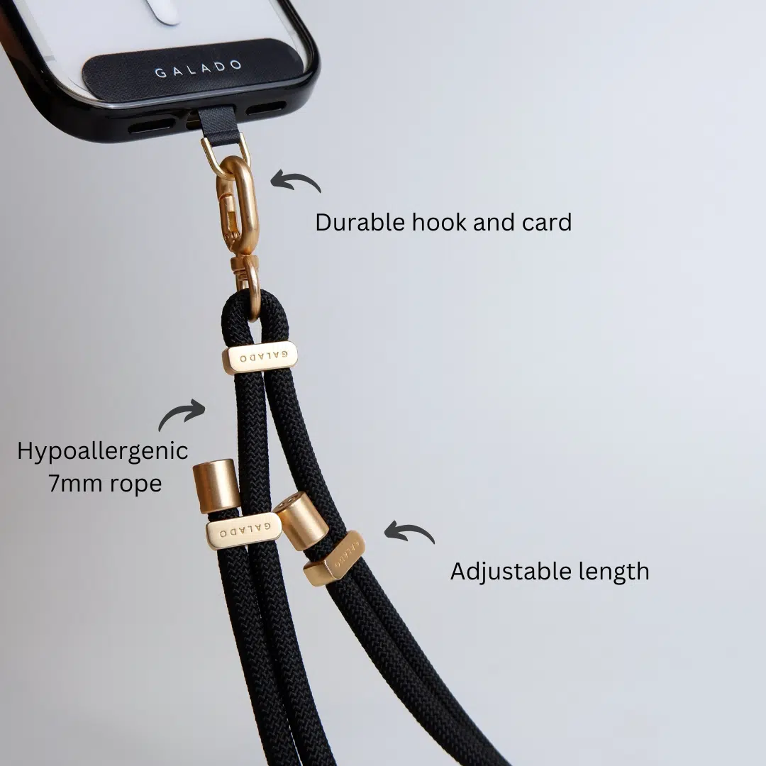 Crossbody Phone Strap - Black (7mm) - GALADO Malaysia