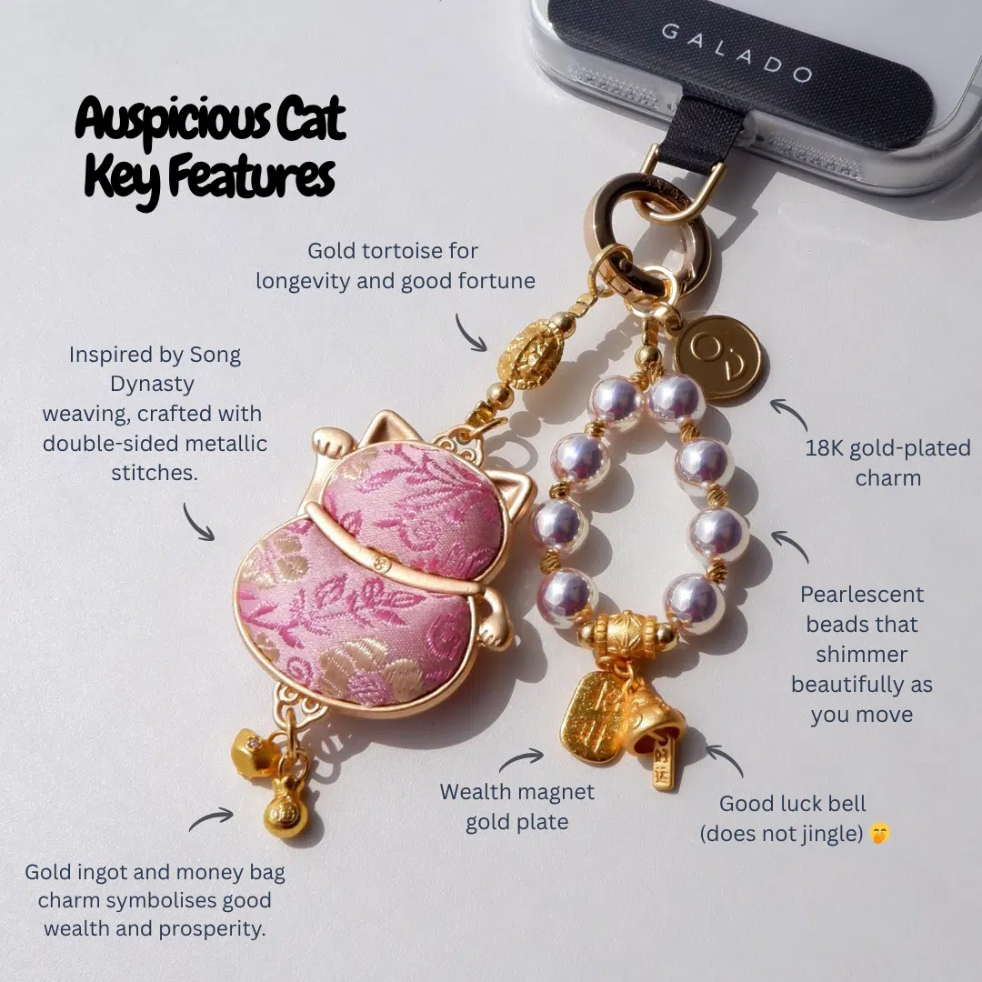Blooming Fortune Cat Charm - GALADO Malaysia