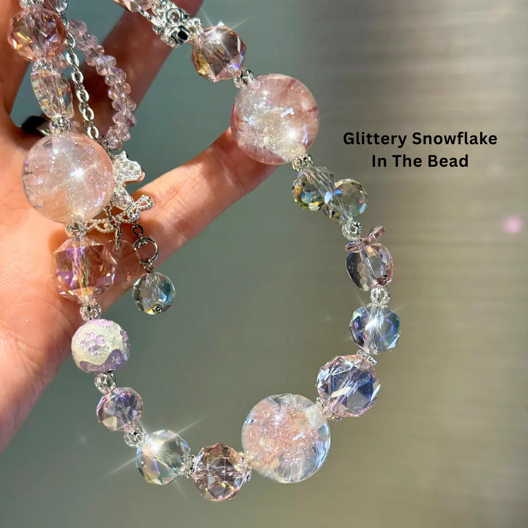 Aetheria glow in the dark phone charm with blush pink crystal beads - GALADO Malaysia