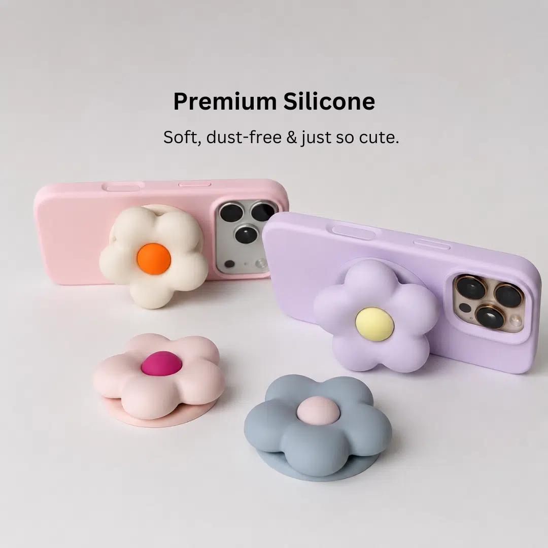 Puffy Flower Grip - Cream — back view