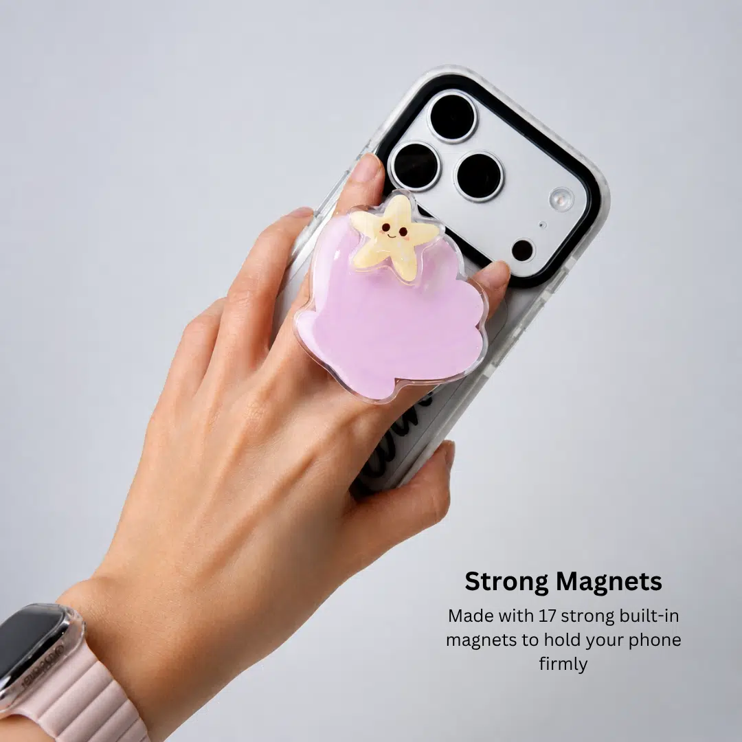 Pink Shell MagSafe Phone Grip — in hand
