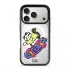 Skater Cat phone case — Silver iPhone 17 with black GALADO case | Fur Real, Fur Real? collab