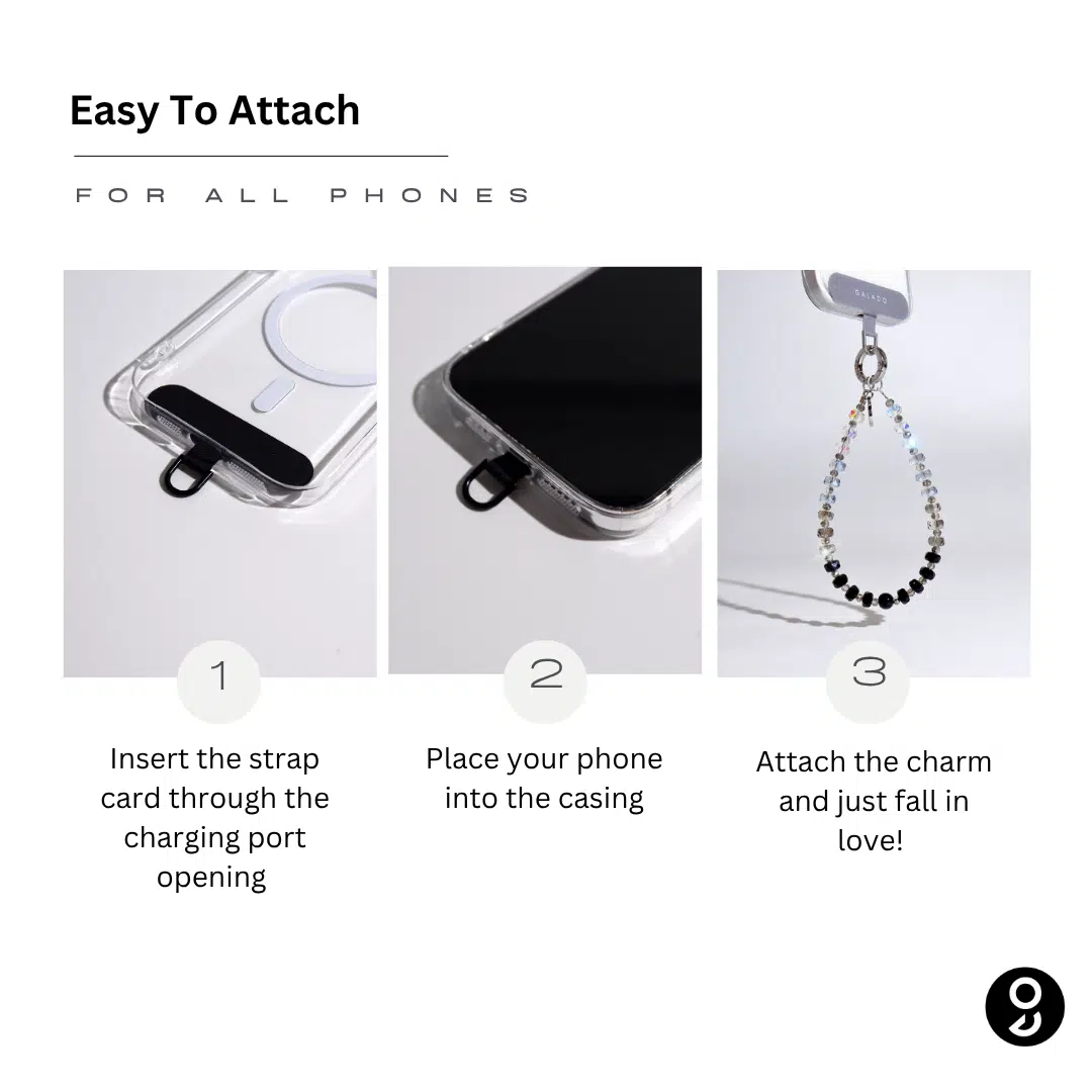 Mini Luxe (Midnight) Phone Charm — angle view