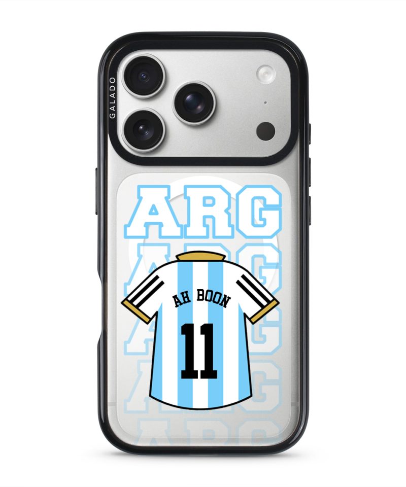 Goal Fever Argentina jersey phone case - personalise with name and number (iPhone17-Pro-Silver)
