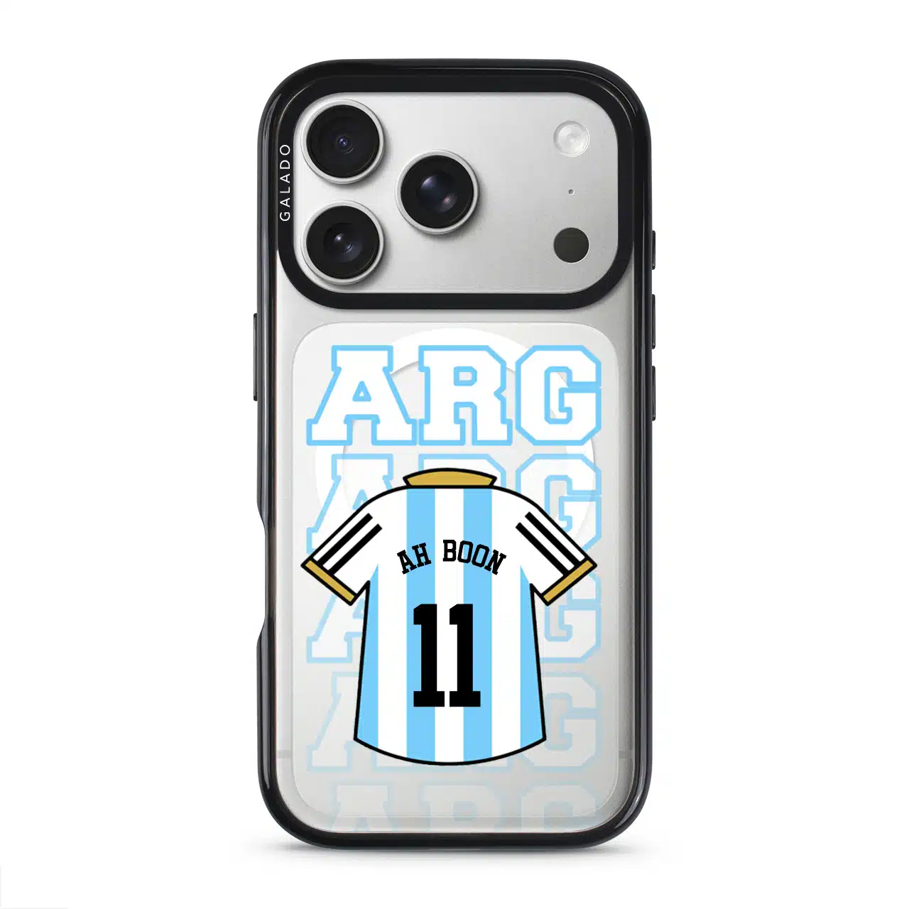Goal Fever Argentina jersey phone case - personalise with name and number (iPhone17-Pro-Silver)