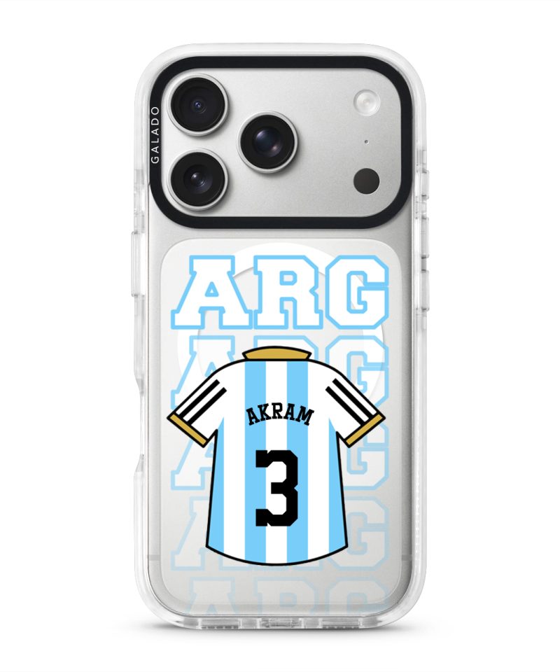 Goal Fever Argentina jersey phone case - personalise with name and number (iPhone17-Pro-WhiteCase)