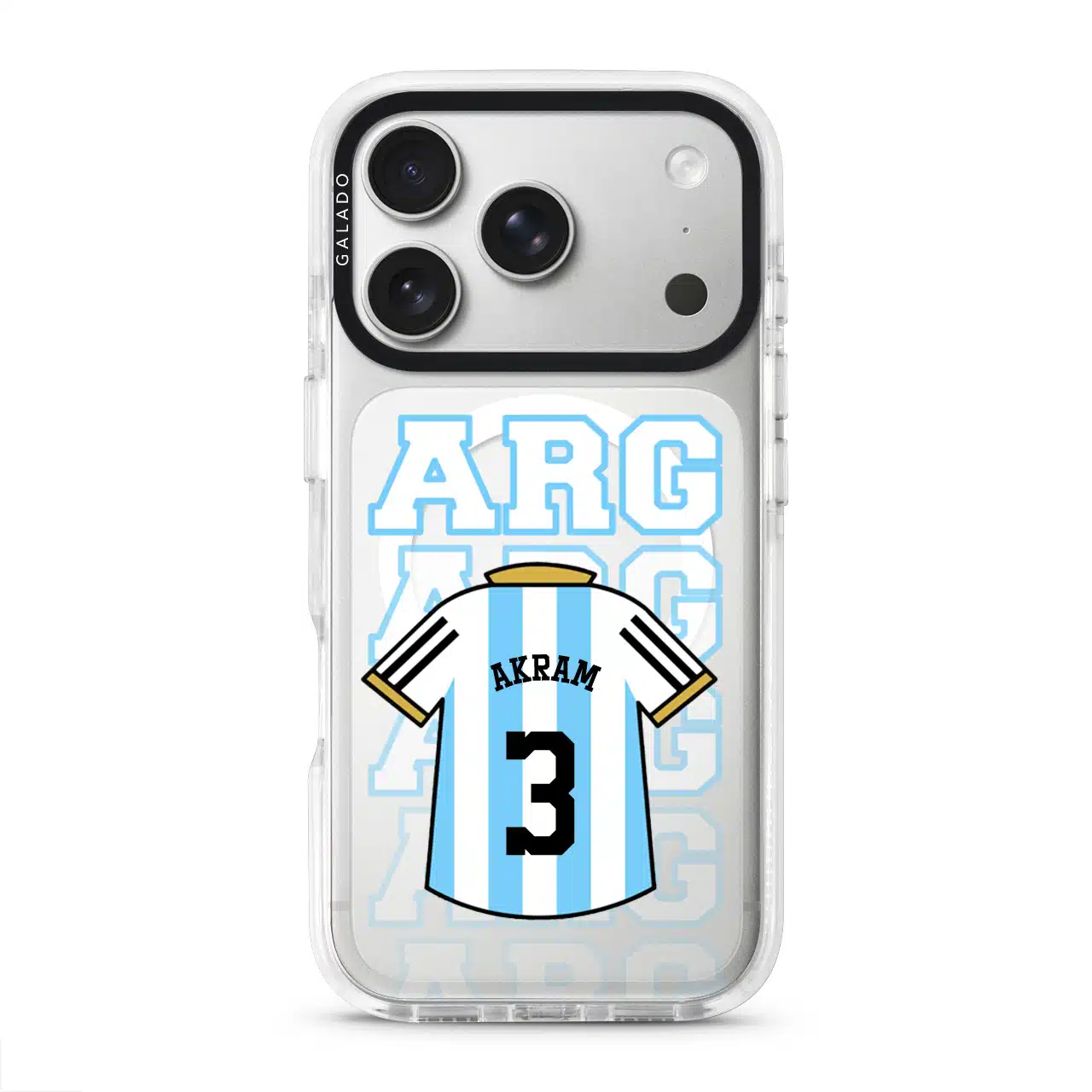 Goal Fever Argentina jersey phone case - personalise with name and number (iPhone17-Pro-WhiteCase)