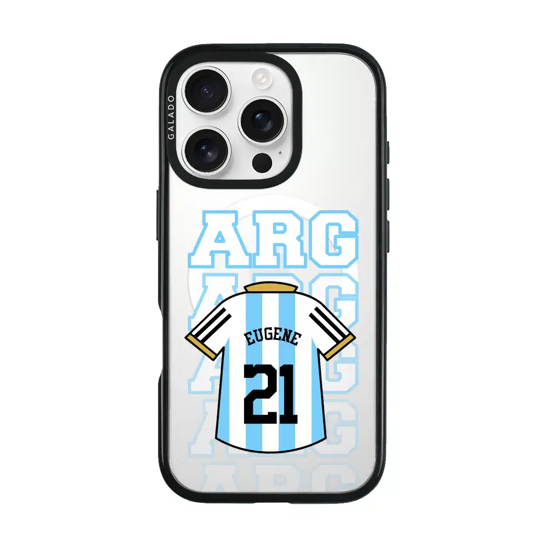 Goal Fever Argentina jersey phone case - personalise with name and number (iPhone16 Pro-front)