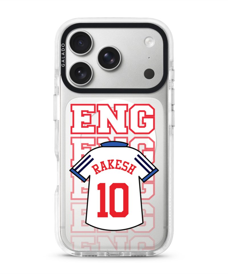 Goal Fever England jersey phone case - personalise with name and number (iPhone17-Pro-WhiteCase)