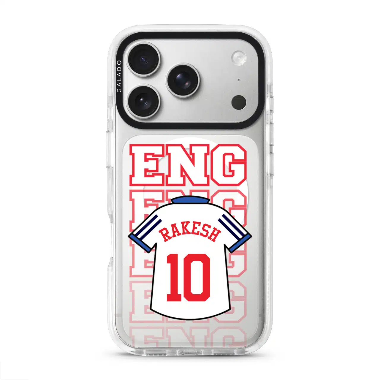 Goal Fever England jersey phone case - personalise with name and number (iPhone17-Pro-WhiteCase)