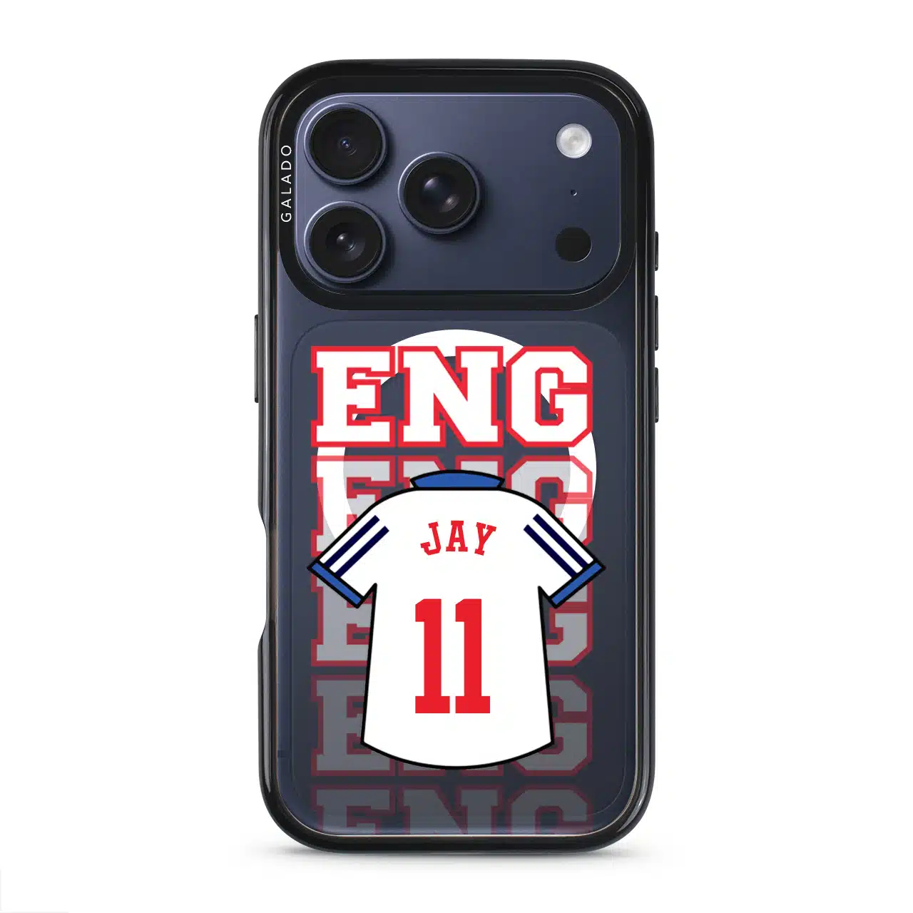 Goal Fever England jersey phone case - personalise with name and number (iPhone17-Pro-DeepBlue)