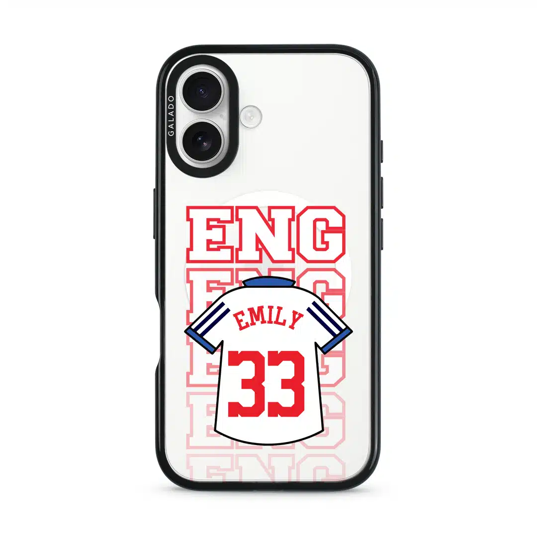 Goal Fever England jersey phone case - personalise with name and number (iPhone16-front)