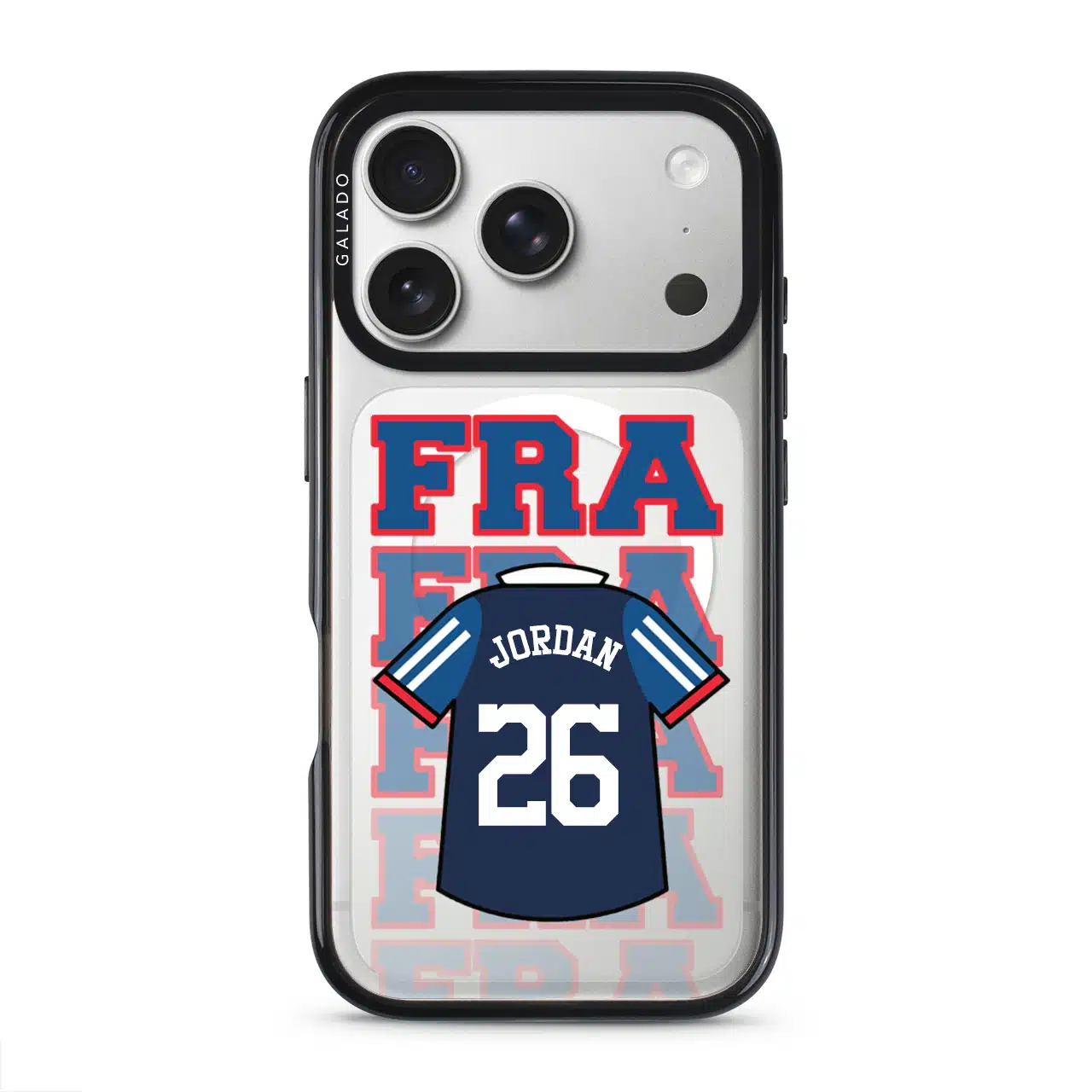 Goal Fever France jersey phone case - personalise with name and number (iPhone17-Pro-Silver)