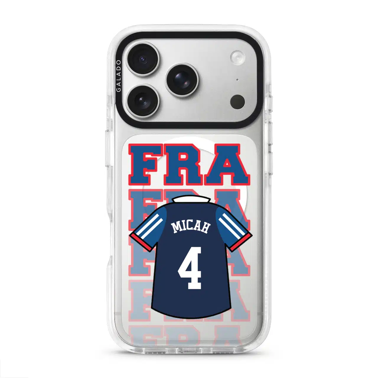 Goal Fever France jersey phone case - personalise with name and number (iPhone17-Pro-WhiteCase)