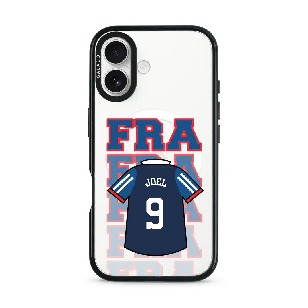 Goal Fever France jersey phone case - personalise with name and number (iPhone16-front)