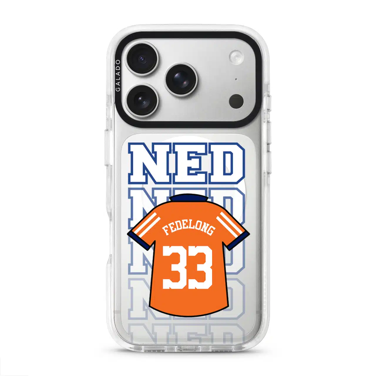 Goal Fever Netherlands jersey phone case - personalise with name and number (iPhone17-Pro-WhiteCase)