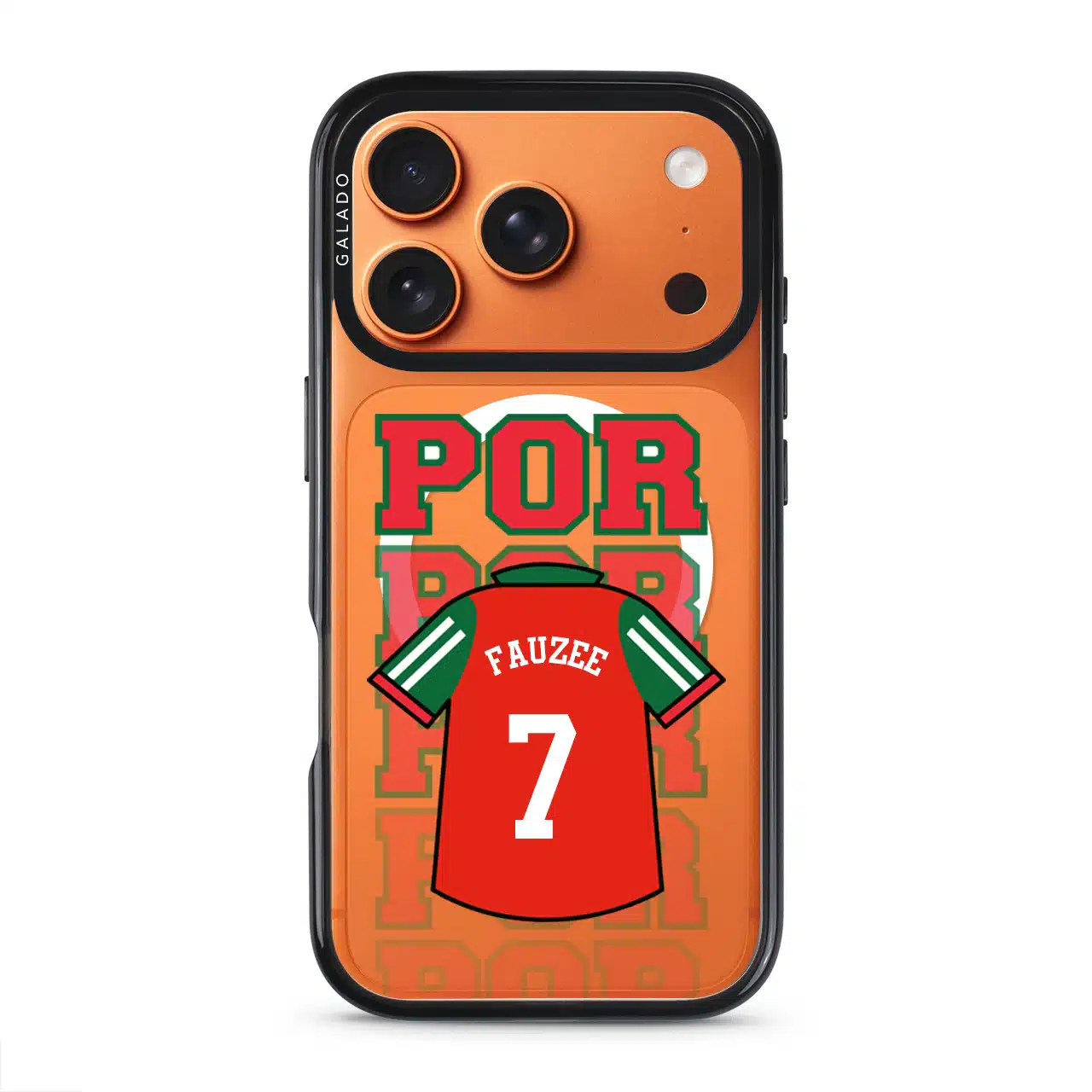 Goal Fever Portugal jersey phone case - personalise with name and number (iPhone17-Pro-Orange)