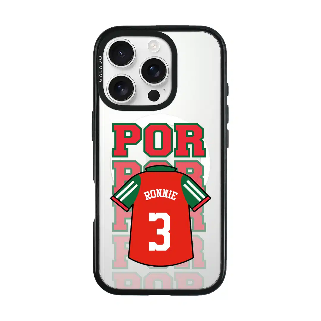 Goal Fever Portugal jersey phone case - personalise with name and number (iPhone16 Pro-front)