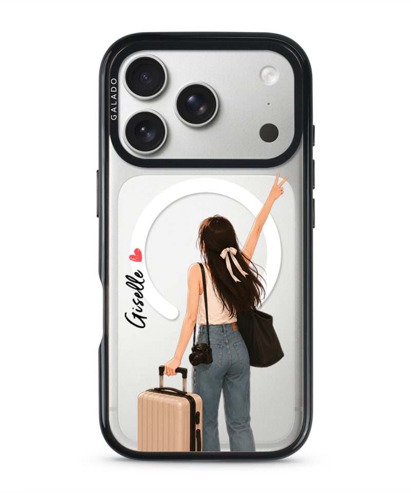 Wander With Me phone case — Silver iPhone 17 Pro with black case | The Independent Collection by GALADO