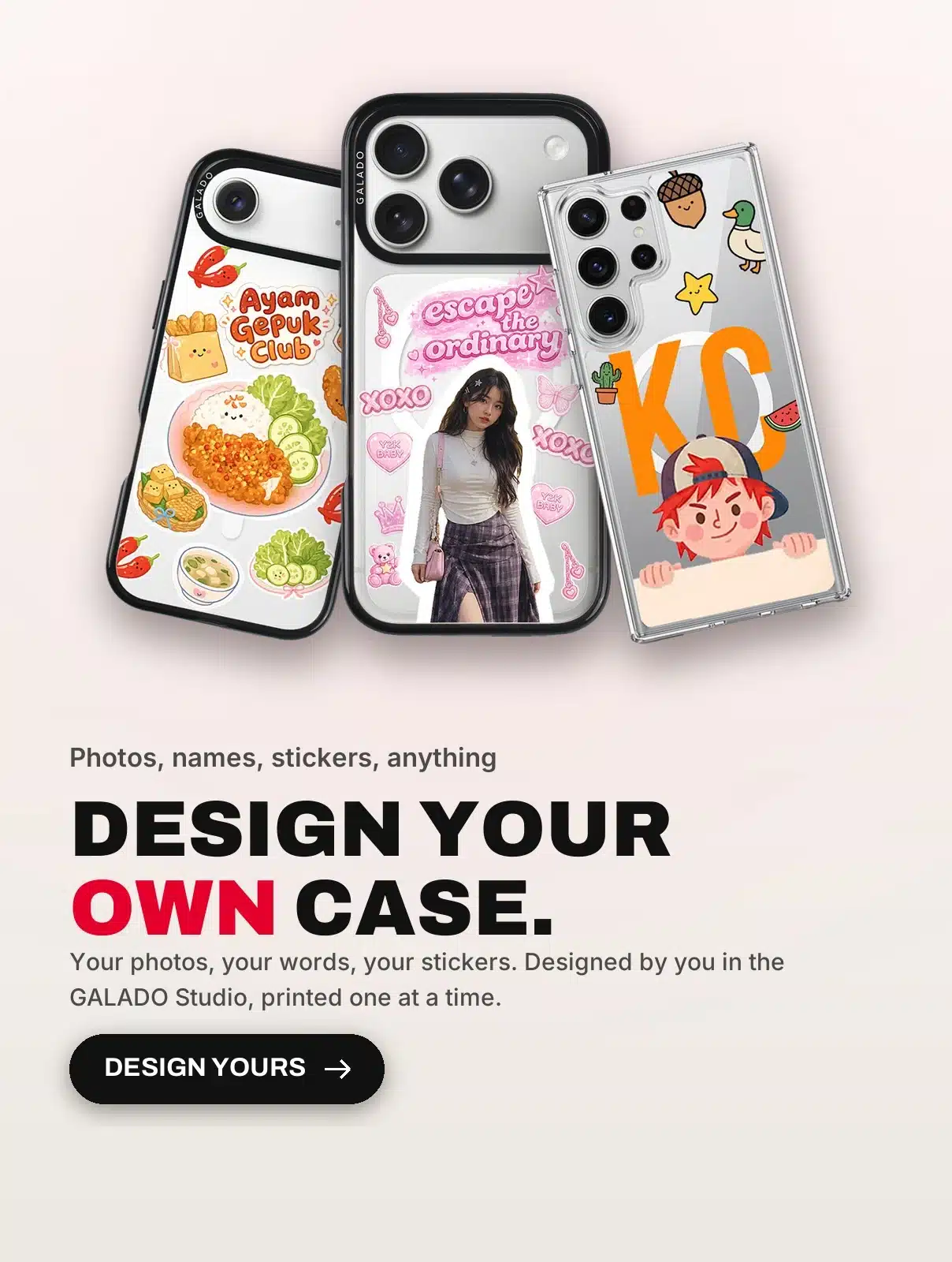 Design your own phone case with photos, names and stickers, GALADO