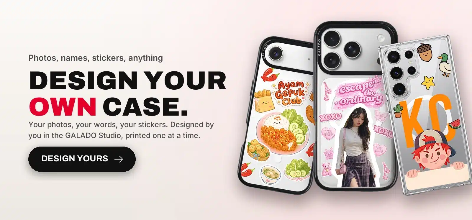 Design your own phone case with photos, names and stickers, GALADO