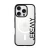 Align Custom Name phone case, personalised name set vertically in bold type on a clear case