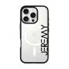 Align Custom Name phone case, personalised name set vertically in bold type on a clear case
