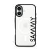 Align Custom Name phone case, personalised name set vertically in bold type on a clear case