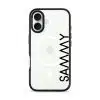 Align Custom Name phone case, personalised name set vertically in bold type on a clear case