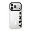 Align Custom Name phone case, personalised name set vertically in bold type on a clear case