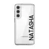 Align Custom Name phone case, personalised name set vertically in bold type on a clear case