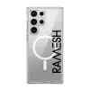 Align Custom Name phone case, personalised name set vertically in bold type on a clear case