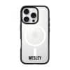 Grande Custom Name phone case, personalised name in bold condensed type on a clear case
