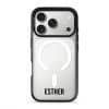 Grande Custom Name phone case, personalised name in bold condensed type on a clear case