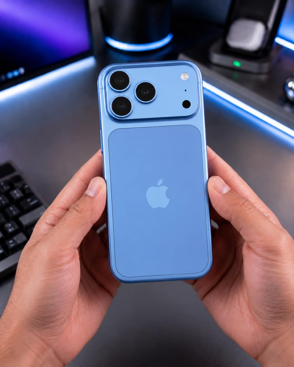 iPhone 18 Pro Max dummy in light blue
