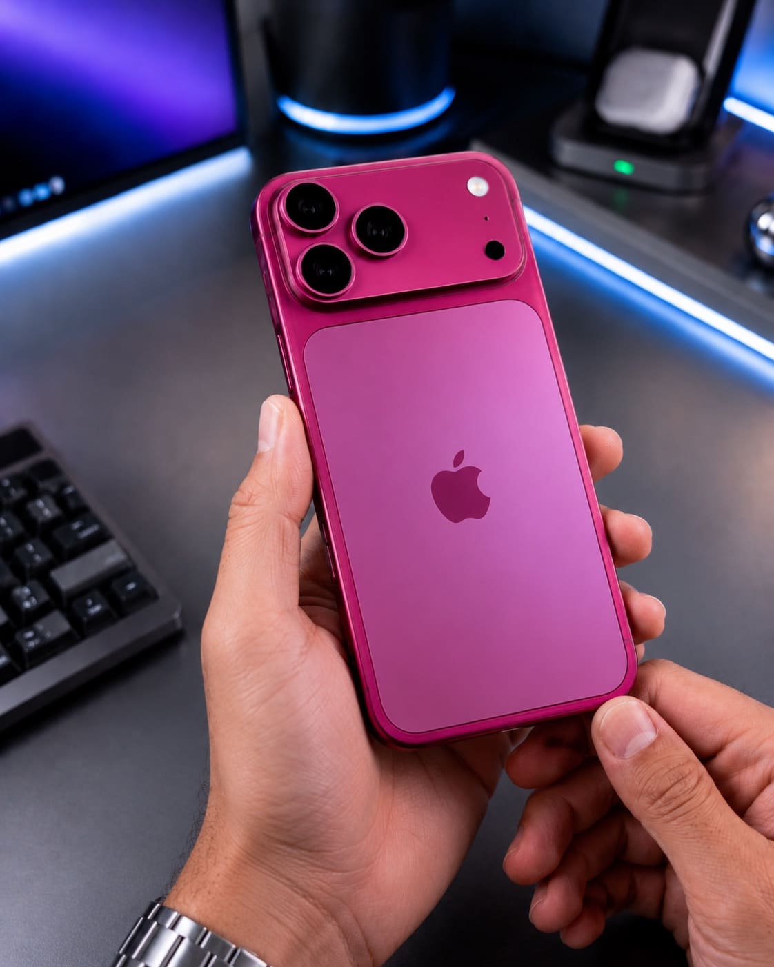 iPhone 18 Pro Max dummy in Dark Cherry deep red
